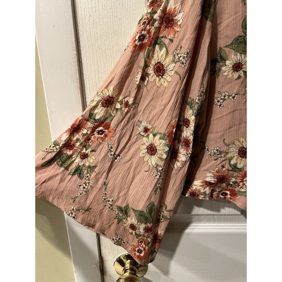 Active USA blouse Large tie front crop bell sleeve floral boho romantic fairy - Picture 2 of 6